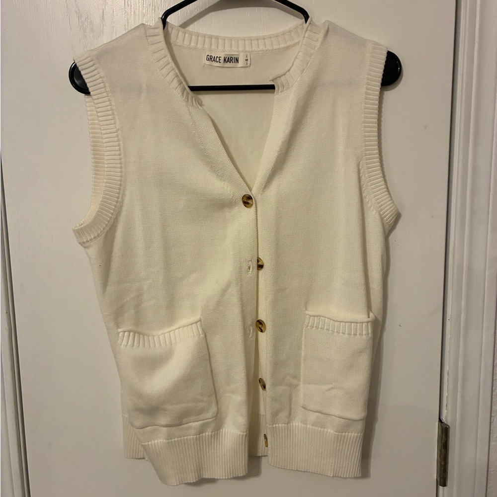 Grace Karin Women's Cream Sweater Vest